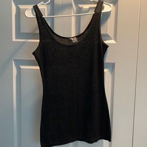 Women’s black polyester and spandex tank.